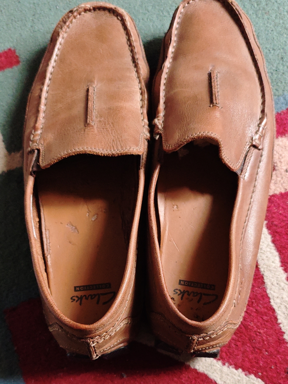 Clarks Tan Leather Slip-On Loafers